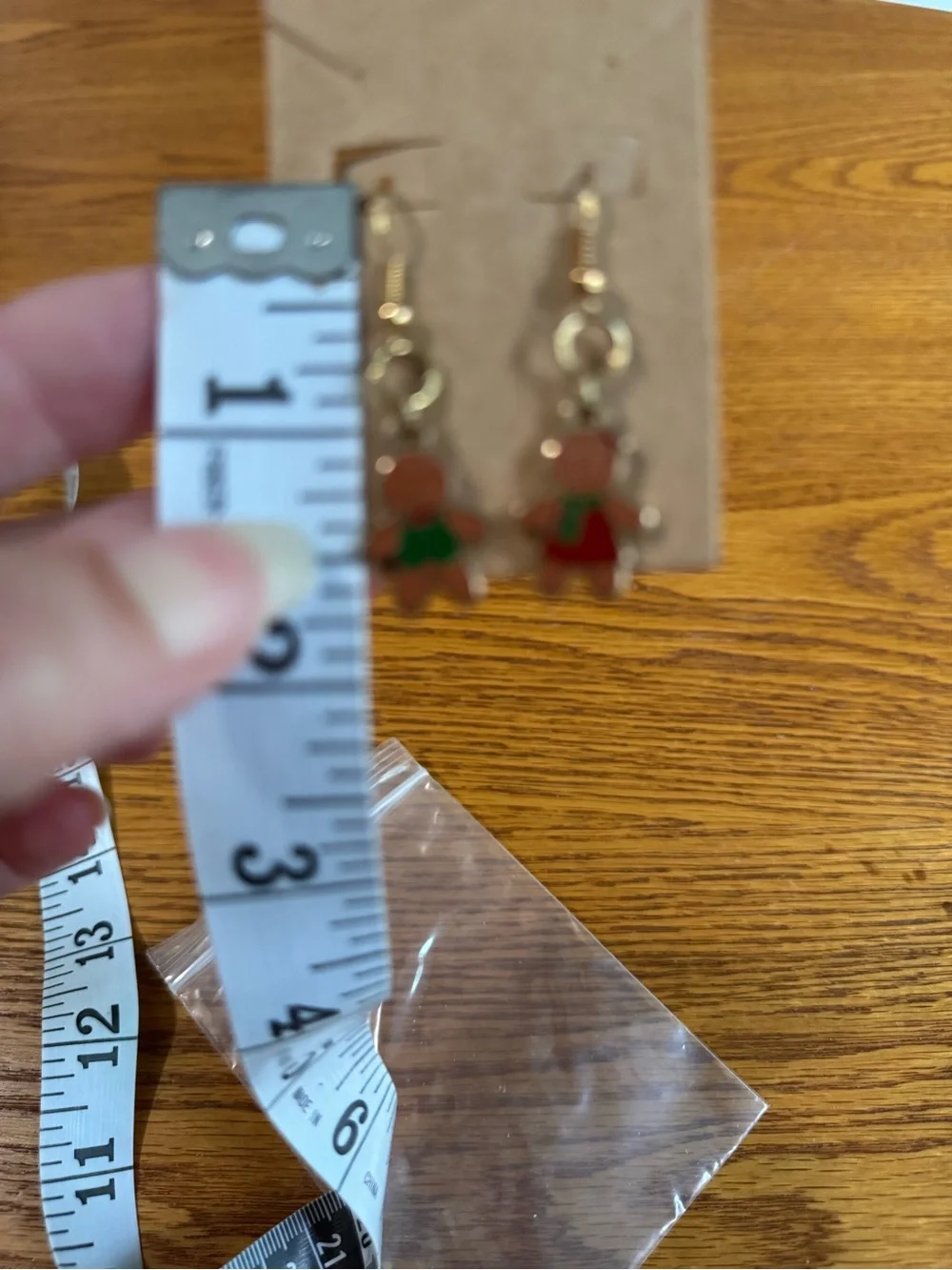 Gingerbread Dangle Earrings - Gold Tone